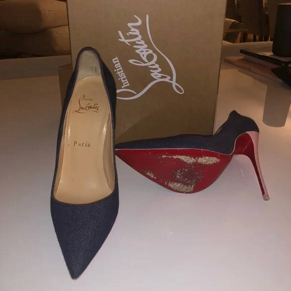 Christian Louboutin So Kate 120 Blue Denim Pink - Picture 4 of 16